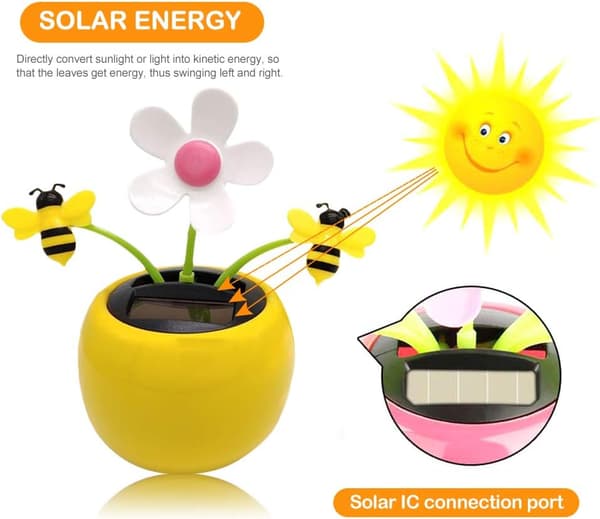 Solcelledansende blomst, 4 stk. plast solcelledansende blomster, der ryster