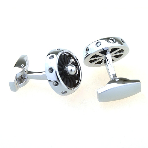 Propellermotor-Fan Flyvemaskine Propeller Par Manschetknapper i en Præsentation Gaveæske &amp; Polerklud