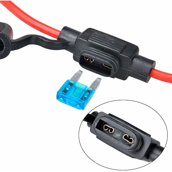 10 stk. 16AWG små vandtætte stikbare bladfuseholdere med ledning, 32V bladfuseholderholder, Ca