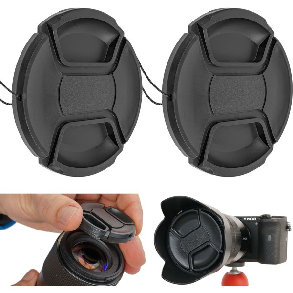 Kameralinsedæksel, Ø 55 mm diameter, Snap-on beskyttelseshætte, kompatibel med Nikon, Canon, Sony, Sigma