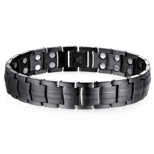 (Black)Men's Magnetic Bracelet Titanium Bracelet with Double Row