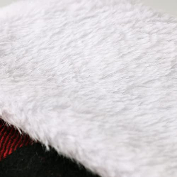Joululahjasukat 4 kpl 18 tuumaa, Suuret Buffalo Plaid Joululahjasukat Tekoturkisreunuksella, Maalaismainen Rustic Holiday Sisätiloihin