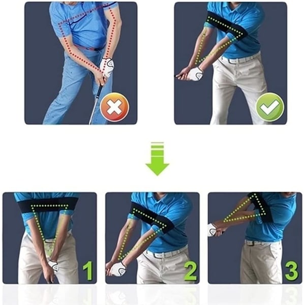 Golf-harjoitteluavustin, 2 kpl golf-swingin asennonkorjausvyötä, lihaskalvon muisti