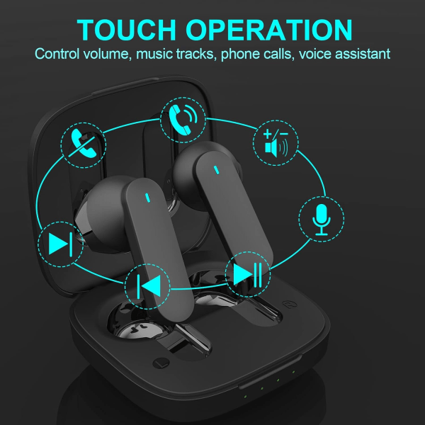 Langattomat Bluetooth-kuulokkeet Hi-Fi-stereolla 5.3 Langattomat kuulokkeet 42 tunnin kesto Kosketusohjaus Au