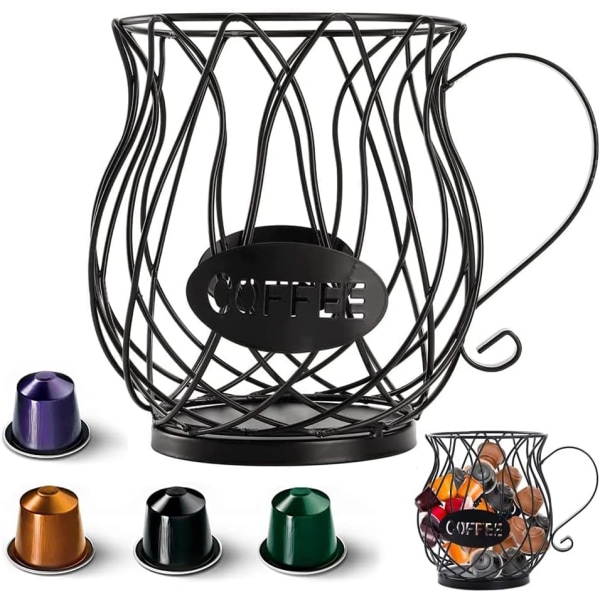 Kaffe Kapsel Kurv (Sort), Kaffe Kop Opbevaringskurv, Kaffe C