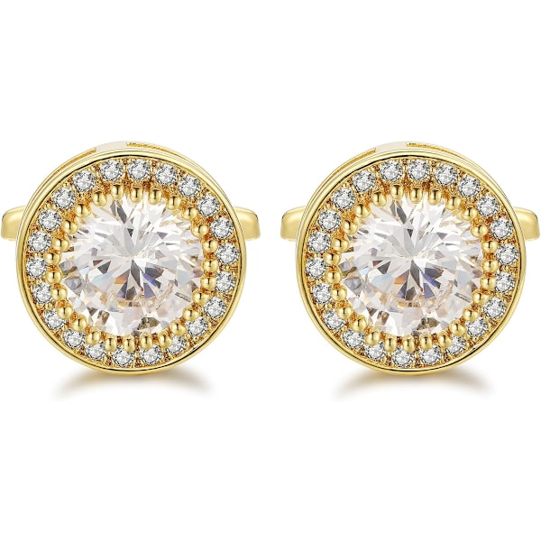 Krystal Manschetknapper til Mænd CZ Manschetknapper Glimtende Diamant Guld Prydede Manschetknapper til Bryllup Brudgom Bedste Mand