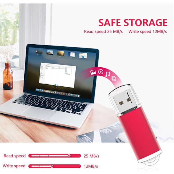 1 x 32GB USB 3.0 Flash Drive med nøglering, 32GB Vandtæt USB Flash Drive til Computer/Laptop Backup