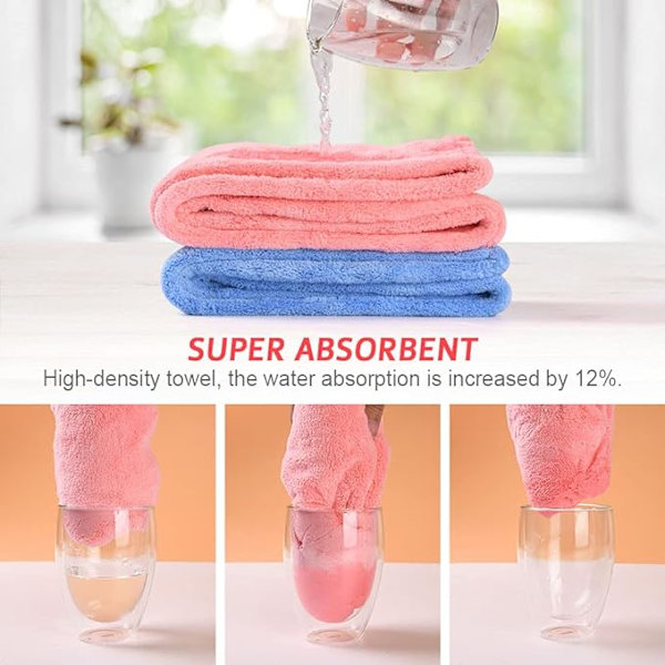 Hårhanddukar, 2-pack hårtorkningsmössor, mjuk mikrofiber hårtorkning