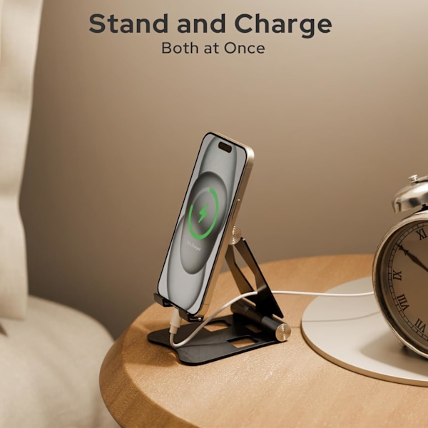 Paket med skrivbordsställ för telefon, [Fällbart & Justerbart], Fällbart telefonställ Kompatibelt med iPhone 15, 14, 13 Pro Max, Alla Mobiler