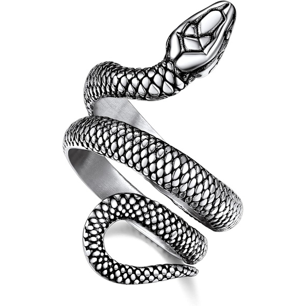 Slange Ringer for Menn Kvinner, Rustfritt Stål/Gull/Svart Slange Finger Wrap Ring