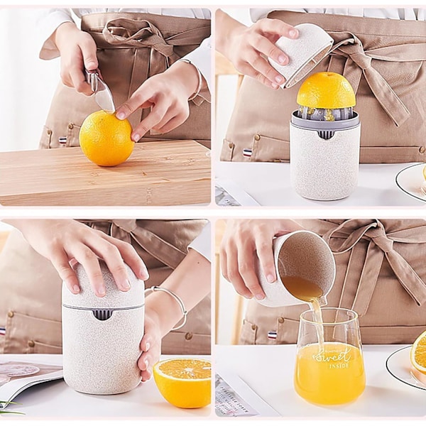 stk. (beige + blå) manuel citruspresser, citruspresser, manuel appelsin- og citronpresser, bærbar manuel juicer til limefrugter, appelsiner, mandariner, grapefrugter