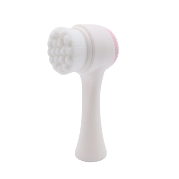 Face Brush 2 in 1, Facial Cleansing Exfoliating Scrubber Brush, Silicone Double Side Manual Face Wash Scrub Brush with S