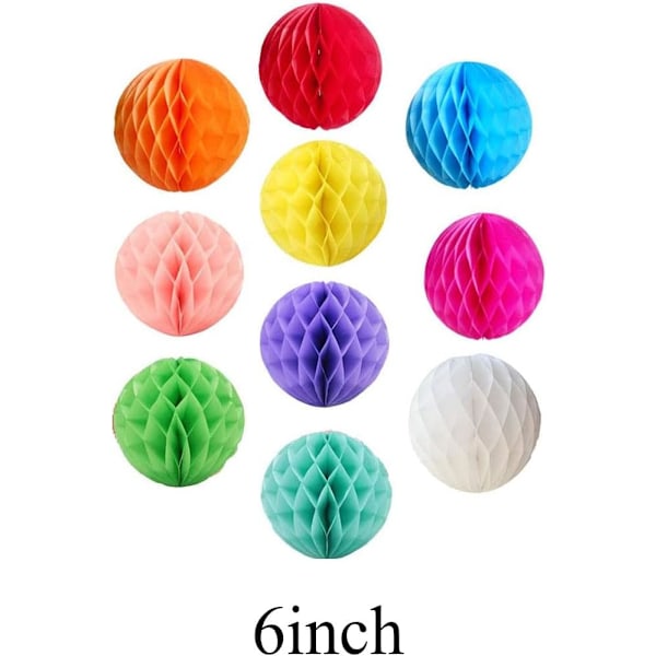 10 stk 6 tommers papir honningkake papir pom poms dekorative vevpapir blomst rosa hengende blomsterkuler DIY papir håndlaget C