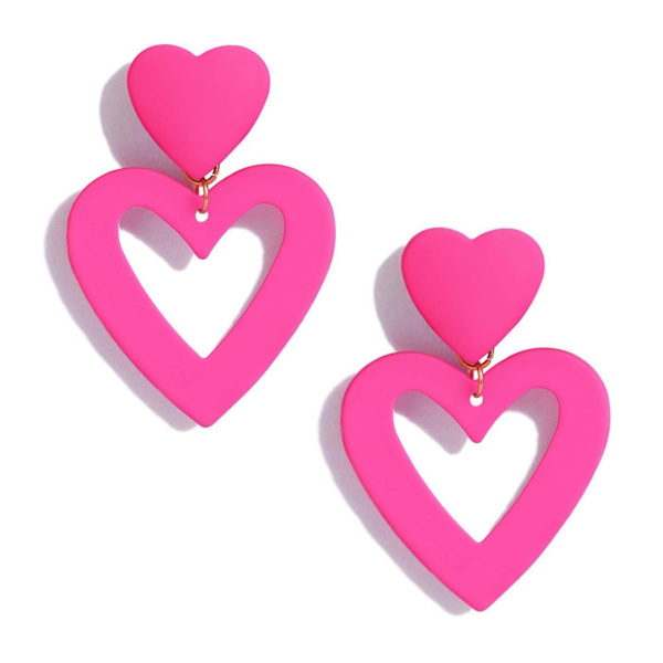 5×4×0,6 cm Dobbel Hjerte Øredobber Henge Hjerte Dråpe Øredobber For Kvinner Kjærlighet Hjerte Henge Øredobber Valentinsdag Mor