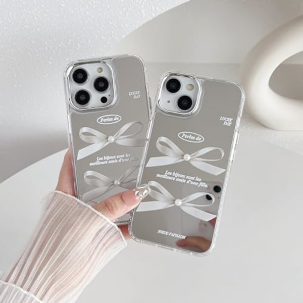 3D Pärl-Båge Plätering Makeup Spegel Akryl Designad för iPhone-Fodral