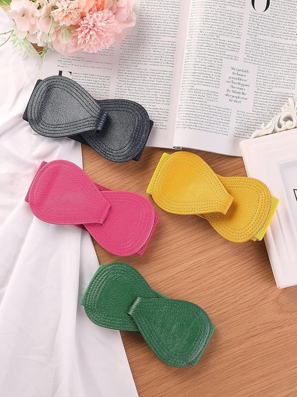 Interlock Spenne 8-formet Imitert Skinn Elastisk Belte Midjebelte for Dame gul