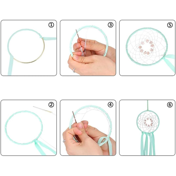 30CM-Set med 6 drömfångare metallringar makraméring för drömfångare och hantverk guld