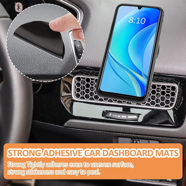 Pakke med 10 sklisikre matter for bilens dashbord, vaskbar og gjenbrukbar silikongel for oppbevaring av telefon, nøkler, GPS, solbriller, mynter (8 x 8 cm)