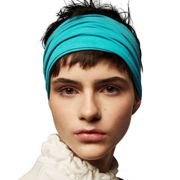Smaragdgrøn elastisk bandana-hovedbånd til mænd - langt hår til kvinder