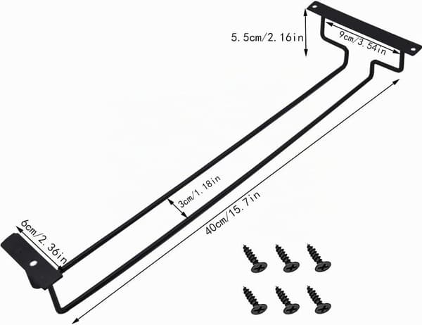 Sæt med 4 metal 40 cm ophængte vinglasholdere til bar, køkken, pub, restaurant