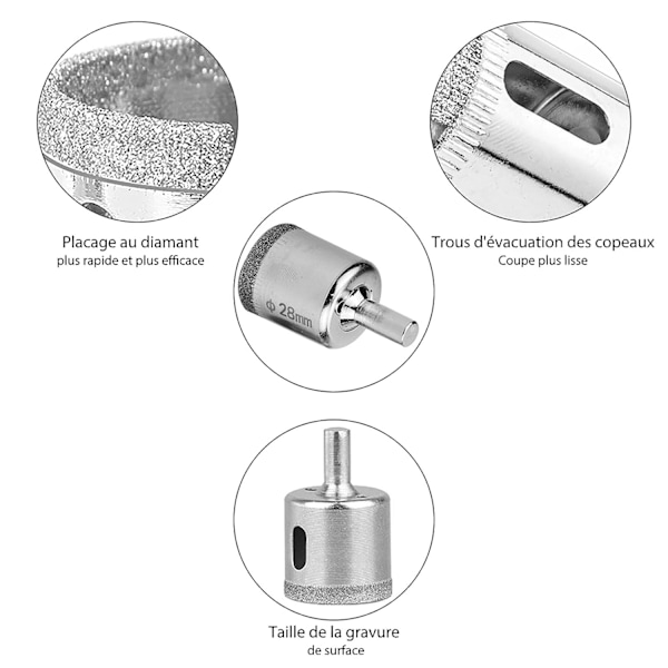 (15 stk. 6-50 mm) Diamant hulsav bor til fliser