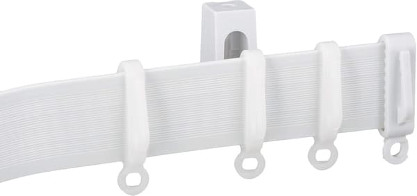 Gardinskena, tillbehör ingår, längd 300 cm, skenhöjd 29 mm, plast, vit