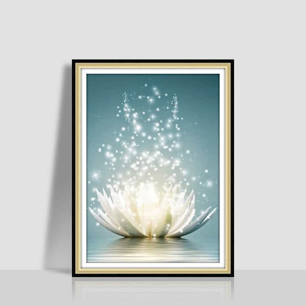 (40x30cm)DIY 5D#1 Diamantmaleri Kit Complet, Lotus Diamant Pe