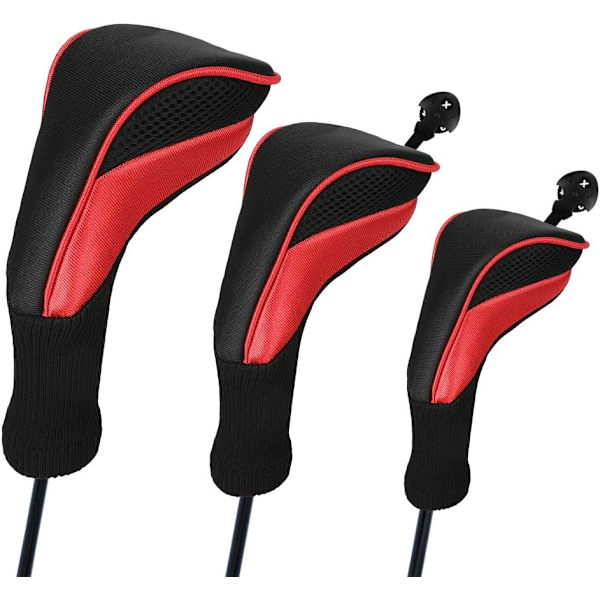 3 st röda golfklubbsöverdrag för fairway woods driver hybrider,