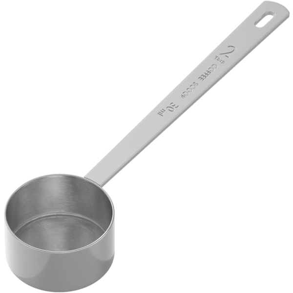 1 st 2 Matsked Kaffemått, Långt Handtag Måttsked, Två msk (30ml, 1/8 kopp) Rostfri Skopa