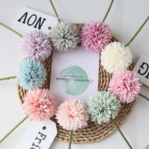 10 stk. kunstige blomster Chrysanthemum kugle blomsterbuket P
