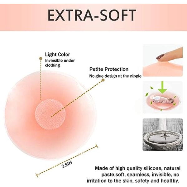 Gjenbrukbare brystvortedeksler - selvklebende nippeldeksel i silikon, I