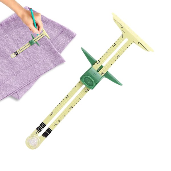 Sømmåler, skyvemåler, skyvemåler stoff quilting linjal - Skyvemåler T-måler falde måler for strikking