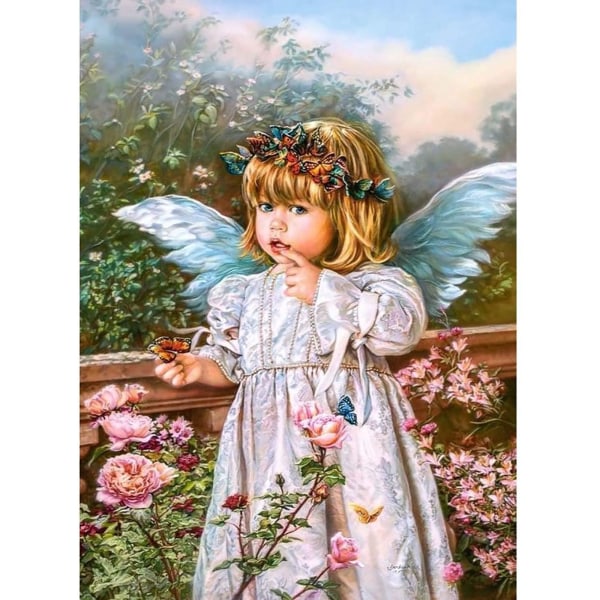 (30x40cm)Angel Girl 5D diamantmalersæt til voksne og