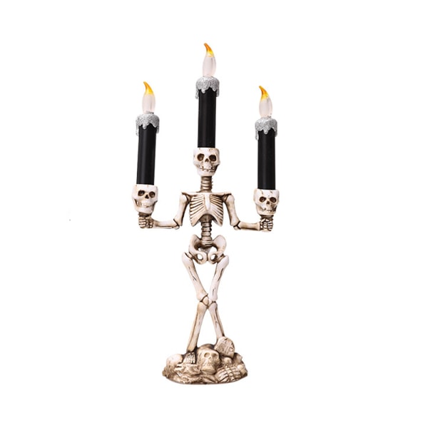 Halloween LED stearinlys Lysestage Skull Skeleton Pærer Flammefri
