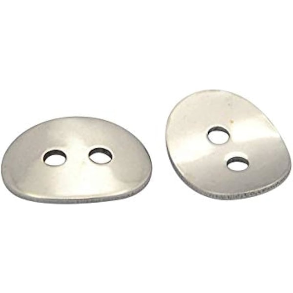 20 stk Rustfrie Stål Syknapper Buede Flat Oval Metallknapper med 2 Hull for Armbåndslaging og Håndverk 14x10x