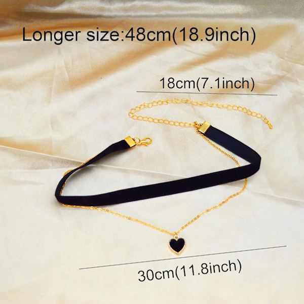 Hjerte Halskje Justerbar Rød Choker Klassisk Krage Halskjeder for Kvinner og Jenter Fløyel Chocker Halskje