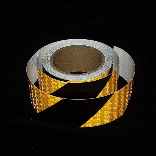 Reflekterende tape gul og sort - 10 m x 5 cm - Vandtæt