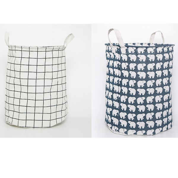 2X Fällbar bomulls- och linnetvättkorg - 33 x 33 x 43 cm