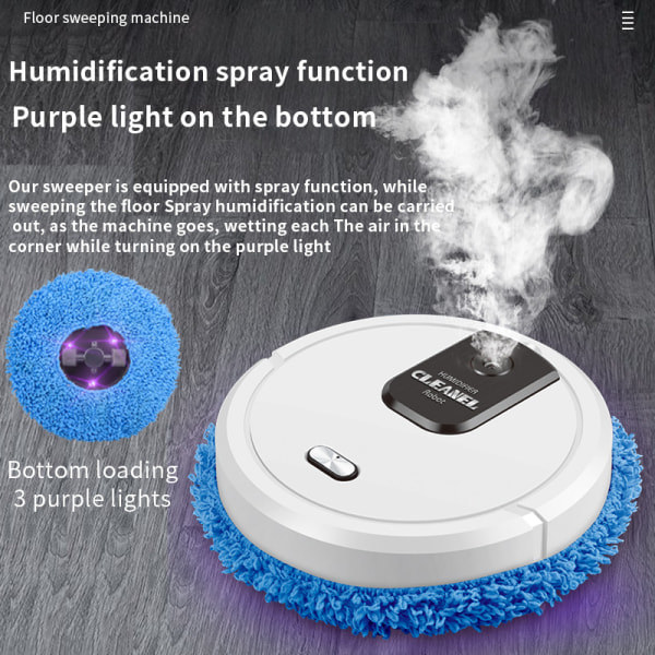 Black Intelligent Robot Automatic Mop Floor Remote Operation Swee