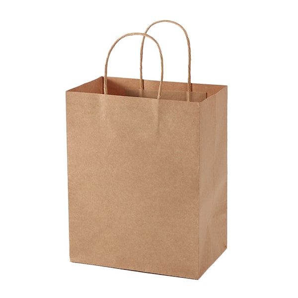 Brun med håndtak, hvite papirposer i bulk 40 stk 21*27*11cm, gaveposer i bulk, brun, hvitt kraftpapir