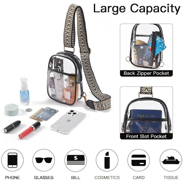 Klar Taske til Stadionbegivenheder, Klare Punge til Kvinder Stadion Crossbody Taske Transparent Fanny Pack til Koncerter