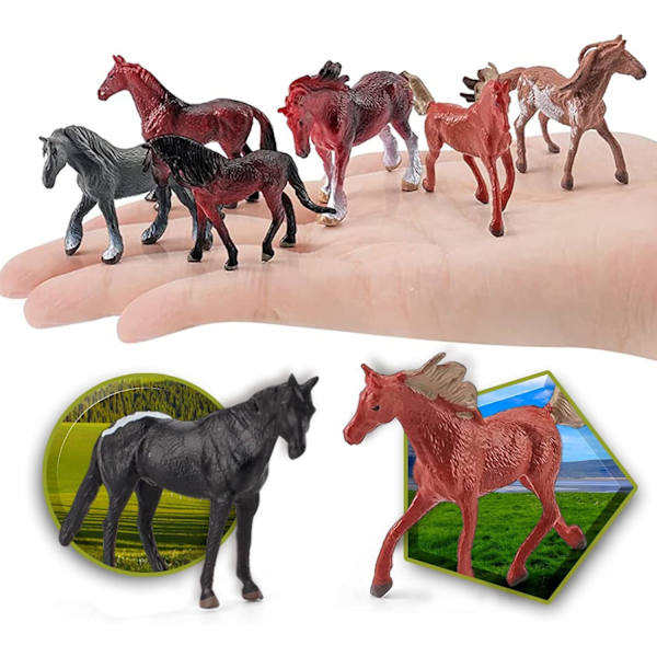 12 stk. realistiske mini hestefigurer legetøjssæt arabisk hest hannover hest morgan hingst