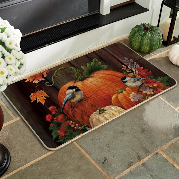 Høstgresskar Dørmatte Innendørs Utendørs Inngang 20x30, Høst Thanksgiving Lønnsblader Fugler Dørmatte Inne Ute