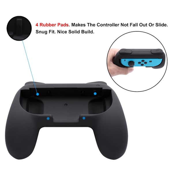 2 kpl Grips Nintendo Switch Joy-Conille, Kulutusta kestävä kahvakitti Switch Joy Cons Contro Black