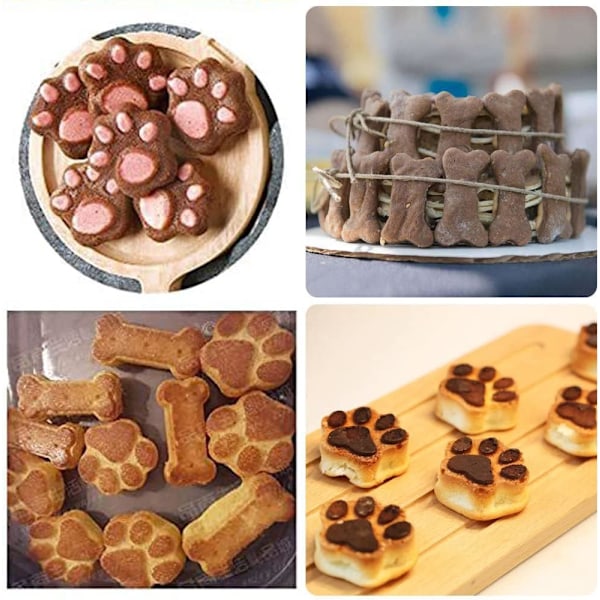 Sæt med 4 stk. Hvalpepote og -ben Silikonforme, Non-Stick Fødevarekvalitet Silikonforme til Chokolade, Slik, Gele, Is