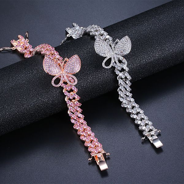1 Pak Butterfly Cuban Armbånd Cuban Link Armbånd Pave I