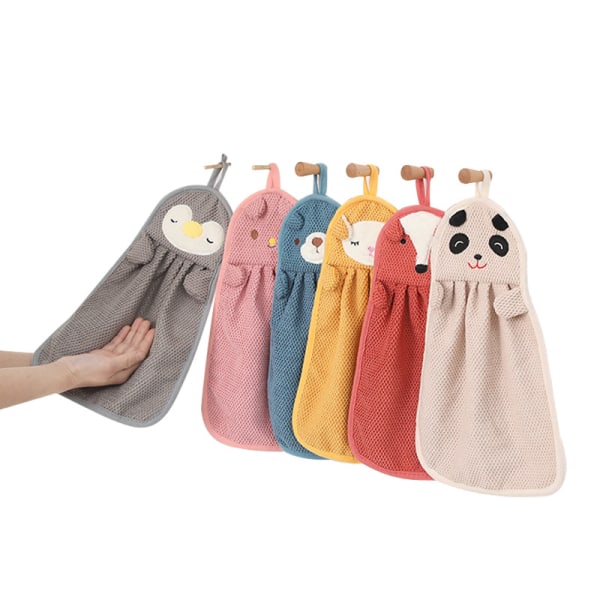 6 stykker børnehåndklæde hængende håndklæde dyrevaskeklud Sød absorberende mikrofiber hånd til