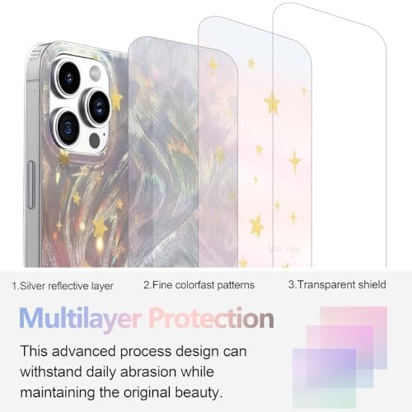 Puhelimen kotelo 6,7 tuuman iPhone 12 Pro Max -puhelimelle (2020), ohut holografinen haalistuva tähti, naisille ja tytöille, Har