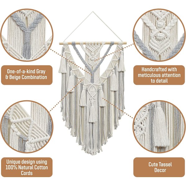 Boho Makramé Väggbonad & Väggdekor Ny Bohemisk Stil Makramé Väggkonst Med Minimalistisk Design För Att Dekorera Ditt Sovrum Vardagsrum Lägenhet D