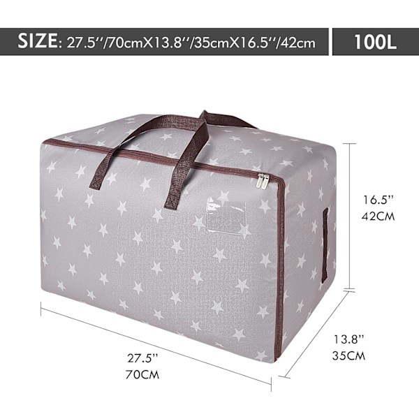 100L Tøjposer, Tyk Oversize Organizer Opbevaringspose, Rejse